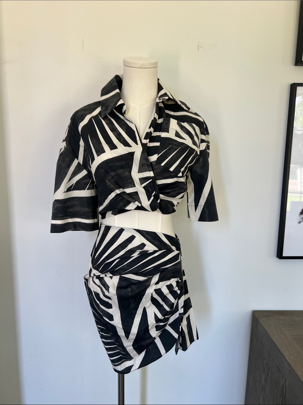 Zara Black and White Geometric Two-Piece Dress Set
